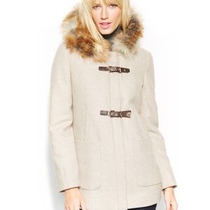 Calvin Klein Classy Faux Fur Hooded Wool Coat